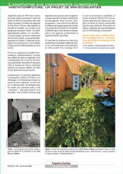 Article sur l’adaptation au réchauffement climatique avec un projet de mini écoquartier. 