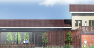 Ambient façade of the extension.