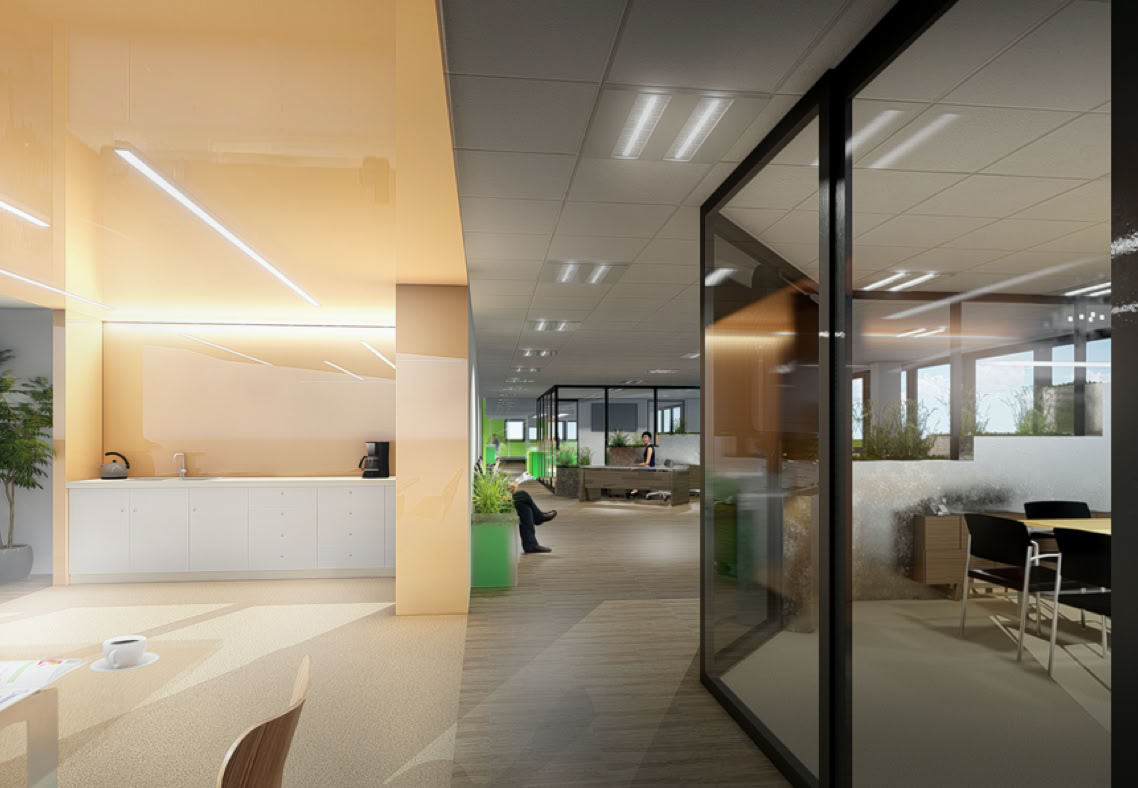 Vue intérieure du projet de bureaux kyodo yushi.