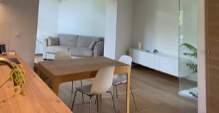 Interior space on the ground floor of the tiny house.