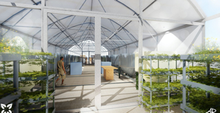 Inside view of the floating greenhouse.