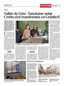 Article du Dauphiné Libéré sur la transformation de l'usine Crétin en GrünboX.